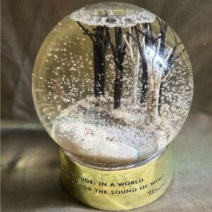 Winter Forest Snow Globe Decorative Accent - Gold Base